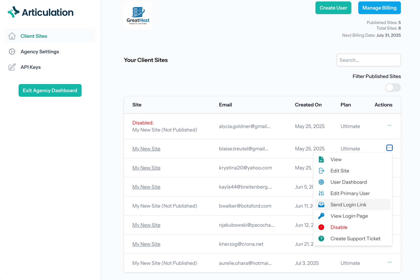 Articulation's Agency Dashboard