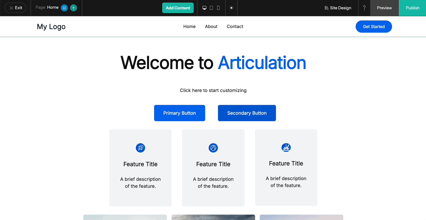 An image of the Articulation website editor