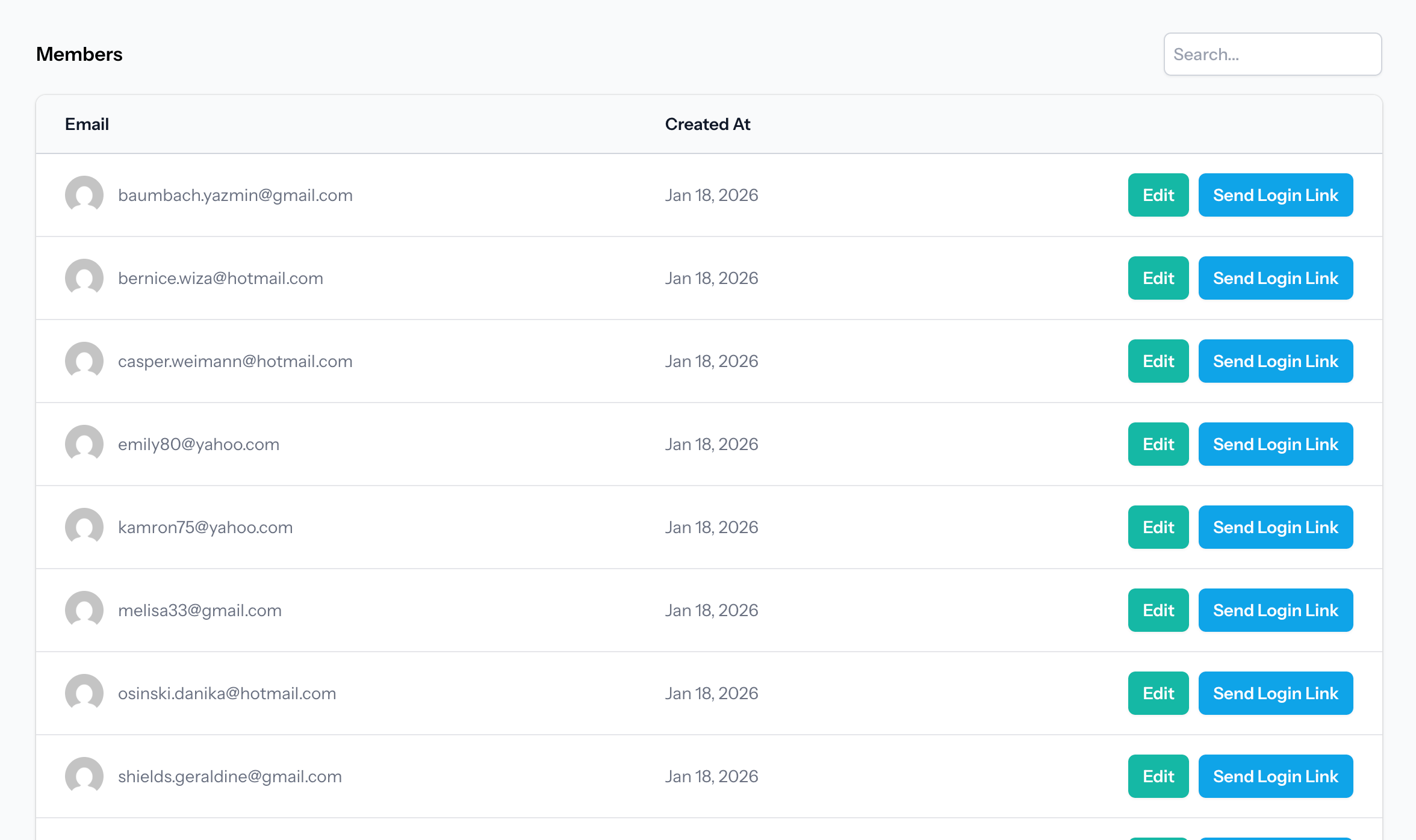 Member management dashboard