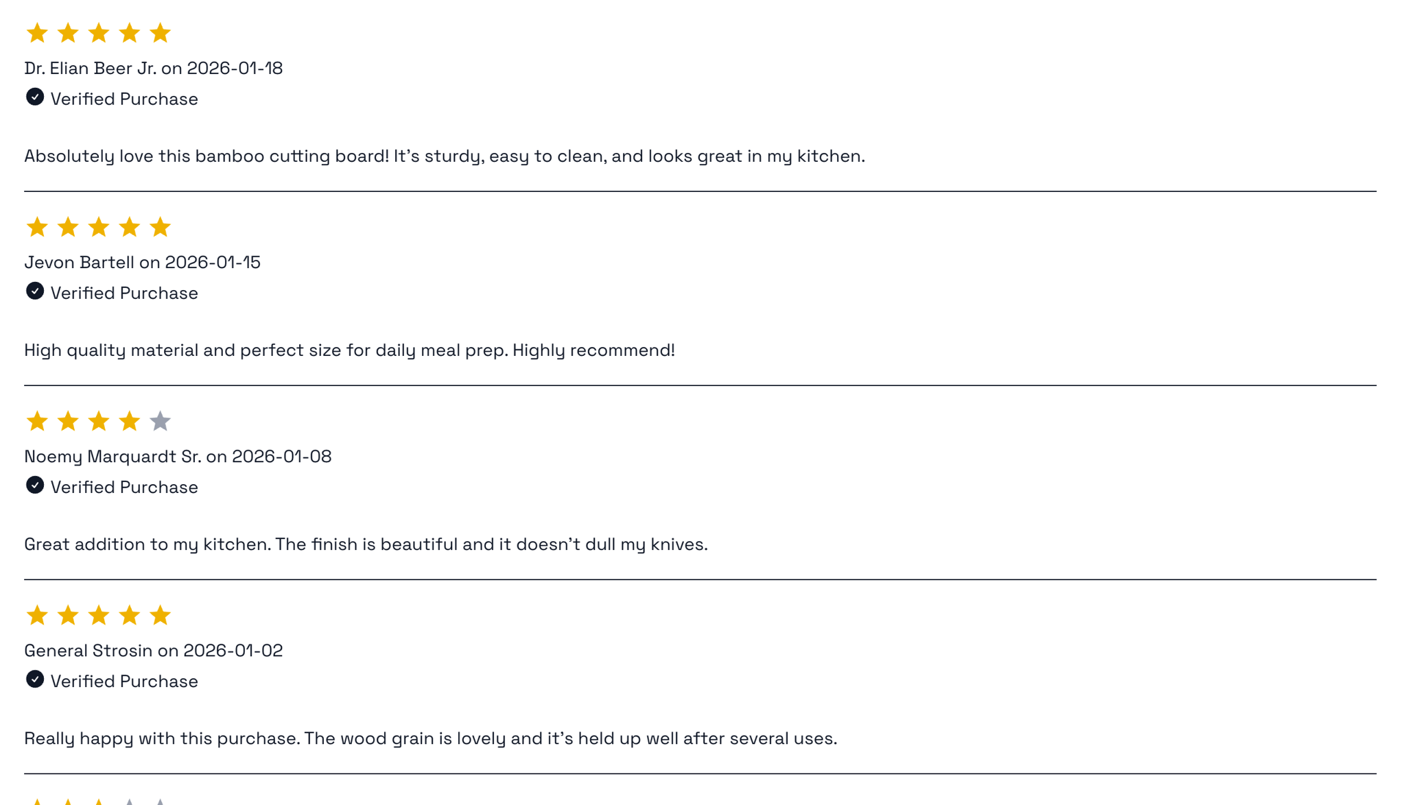 Published product reviews